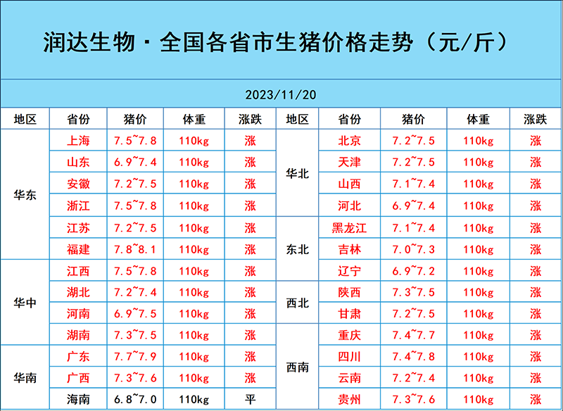 11月20日豬價行情