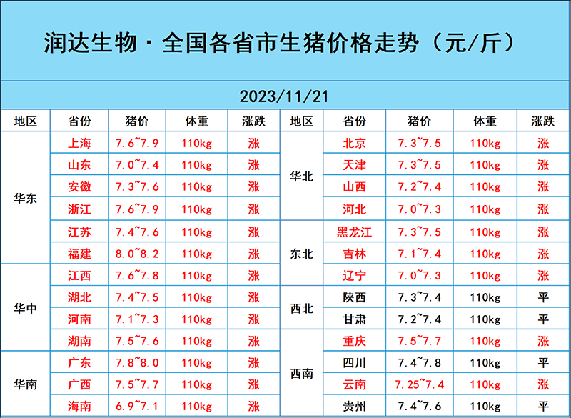 11月21日豬價行情