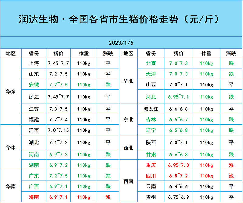 1月5日豬價(jià)行情
