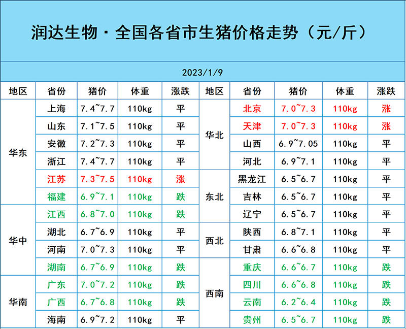 1月9日豬價(jià)行情