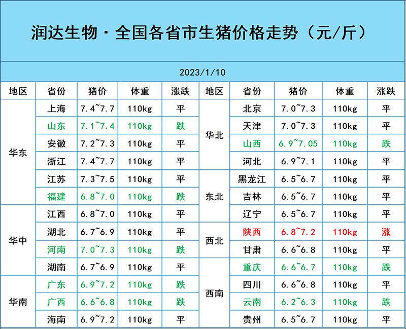 1月10日豬價(jià)行情