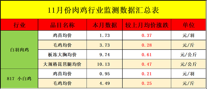 11月肉雞市場行情分析